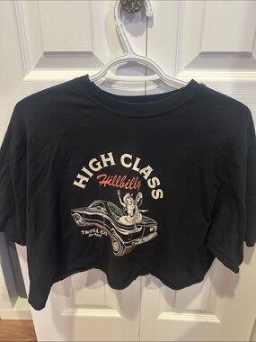 High Class Hillbilly Black Graphic Crop Tee